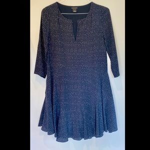 Club Monaco Silk Navy Dotted Dress